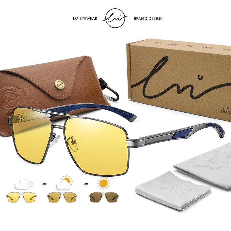 Intelligent Photochromic Sunglasses Men Polarized Night Vision Goggle Women Anti-Glare Driving Cycling Outdoor Sport Glasses