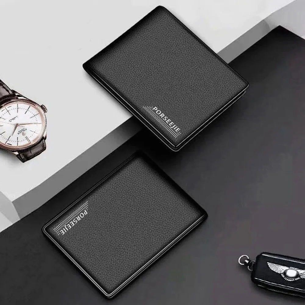 Cartera de piel sintética para hombre, estilo retro, clip para billetes, múltiples ranuras para tarjetas, monedero