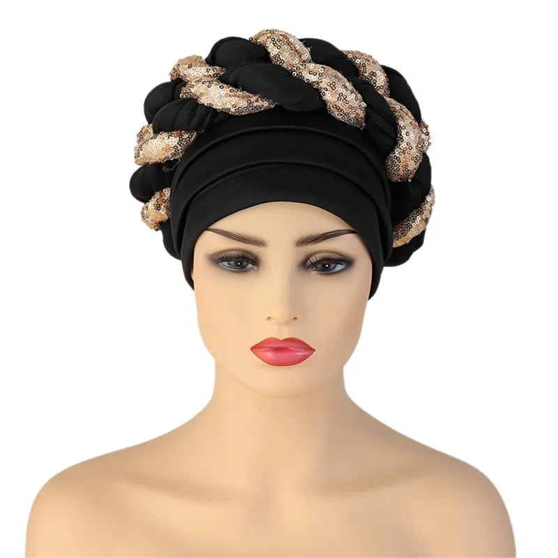 Sequin Braid African Turban