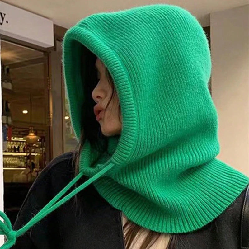 Cagoule d'hiver à capuche pour femme, coupe-vent, en tricot, idéal pour les voyages en plein air