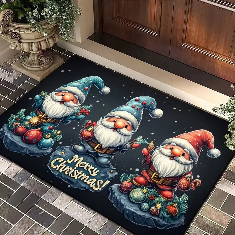 Christmas Tree Santa Claus Elk Christmas Entry Door Floor Mat Festive Decorations Carpet Bathroom Anti-slip Mat Entrance Doormat
