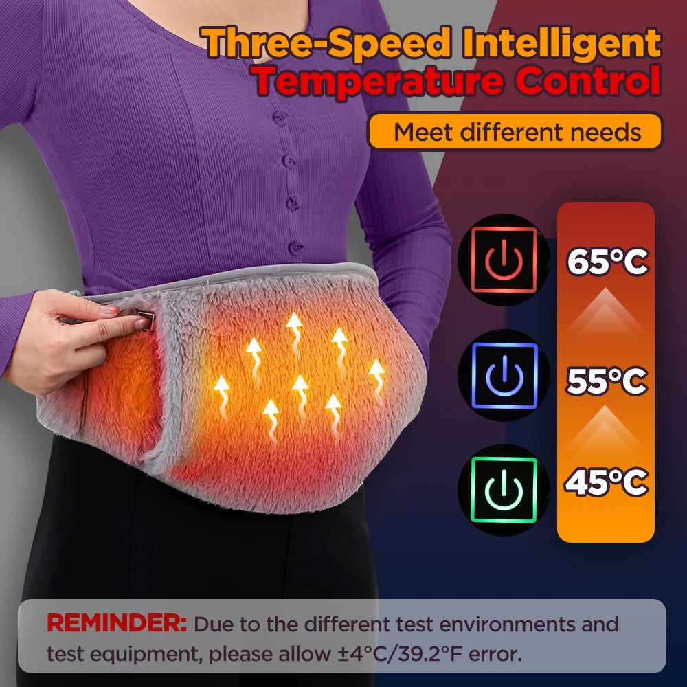 3 Levels Electric Heating Pad for Abdominal Menstrual Pain Relief Heated Therapy Belt Cold-Proof Hand Warmer Waist Warming Pad
