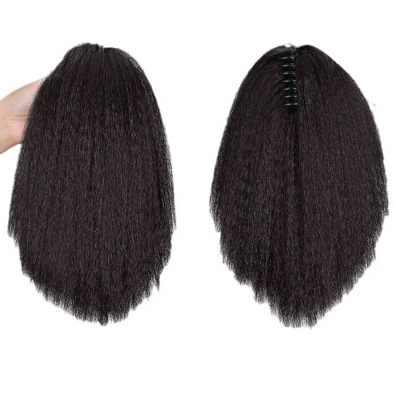 Queue de cheval afro bouffante YAKI 30-60 cm | Cheveux synthétiques à clipser type tresses collées | Style africain naturel, postiche longue et volumineuse