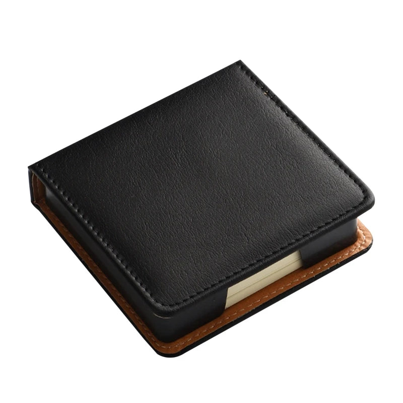 Sticky Note Box with Notepads Leather Memo Pad Dispenser Desktop Supplies for Students Office Worker