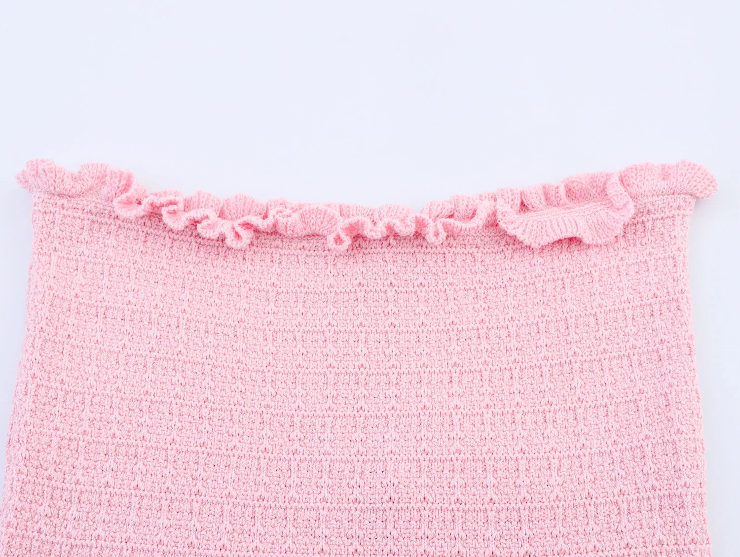 TRAFZA Conjunto elegante y chic de falda para mujer: top estilo "bandeau" o falda midi o top de manga corta. Conjunto para las vacaciones románticas de primavera-verano 2025.
