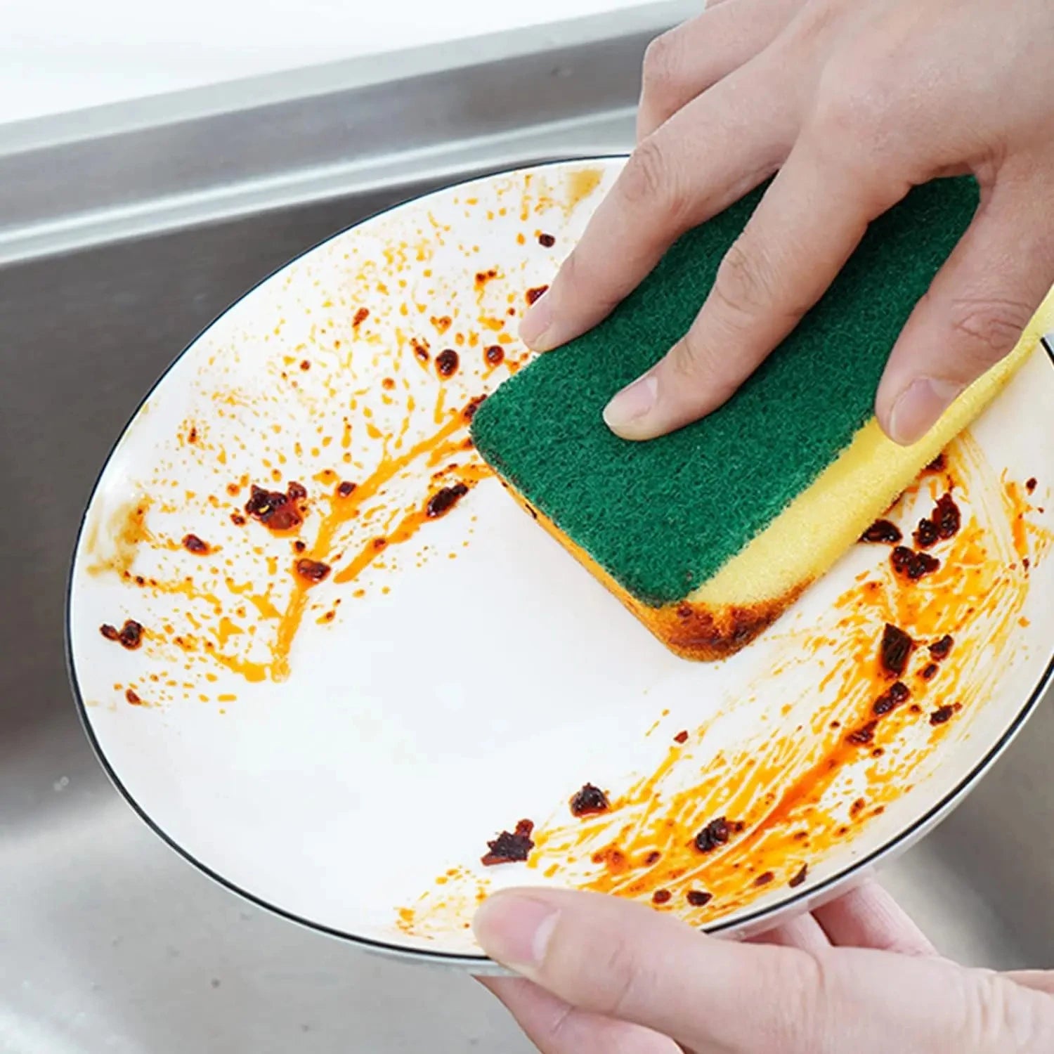 Éponge magique double face pour motos, casseroles et cuisines - éponge de nettoyage anti-graisse très résistante
