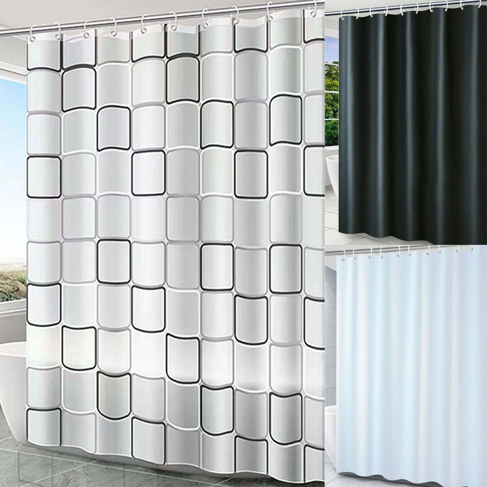 Shower Curtains Moden Home Decorative Bathroom Curtains For Bathroom Waterproof Mildew Proof PE EVA Self-crop Fabric Shower