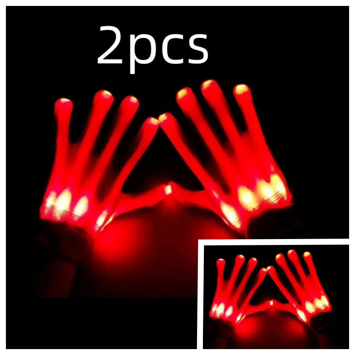 Guantes LED Neon Guantes Brillantes Fiesta de Halloween Accesorios de Luz Guantes Luminosos Parpadeantes de Calavera Suministros para Disfraces de Escenario