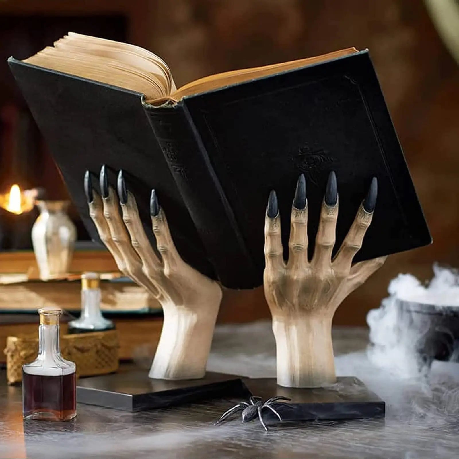 Sujetalibros de Halloween Decoración gótica para el hogar Sujetalibros Estanterías Sujetalibros únicos con forma de mano de monstruo aterrador Decoración espeluznante para habitaciones de Halloween