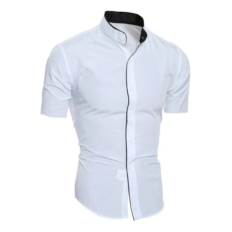 Nueva camisa de manga corta para hombre, lisa, informal, para ir al trabajo