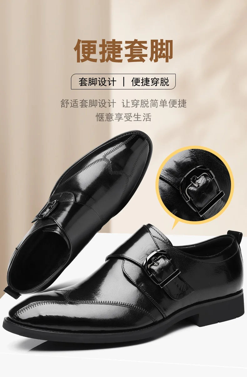 Zapatos de vestir de negocios para hombre con cierre, zapatos de cuero formales para hombre, calzado Oxford, mocasines Oxford de cuero de alta calidad para hombre