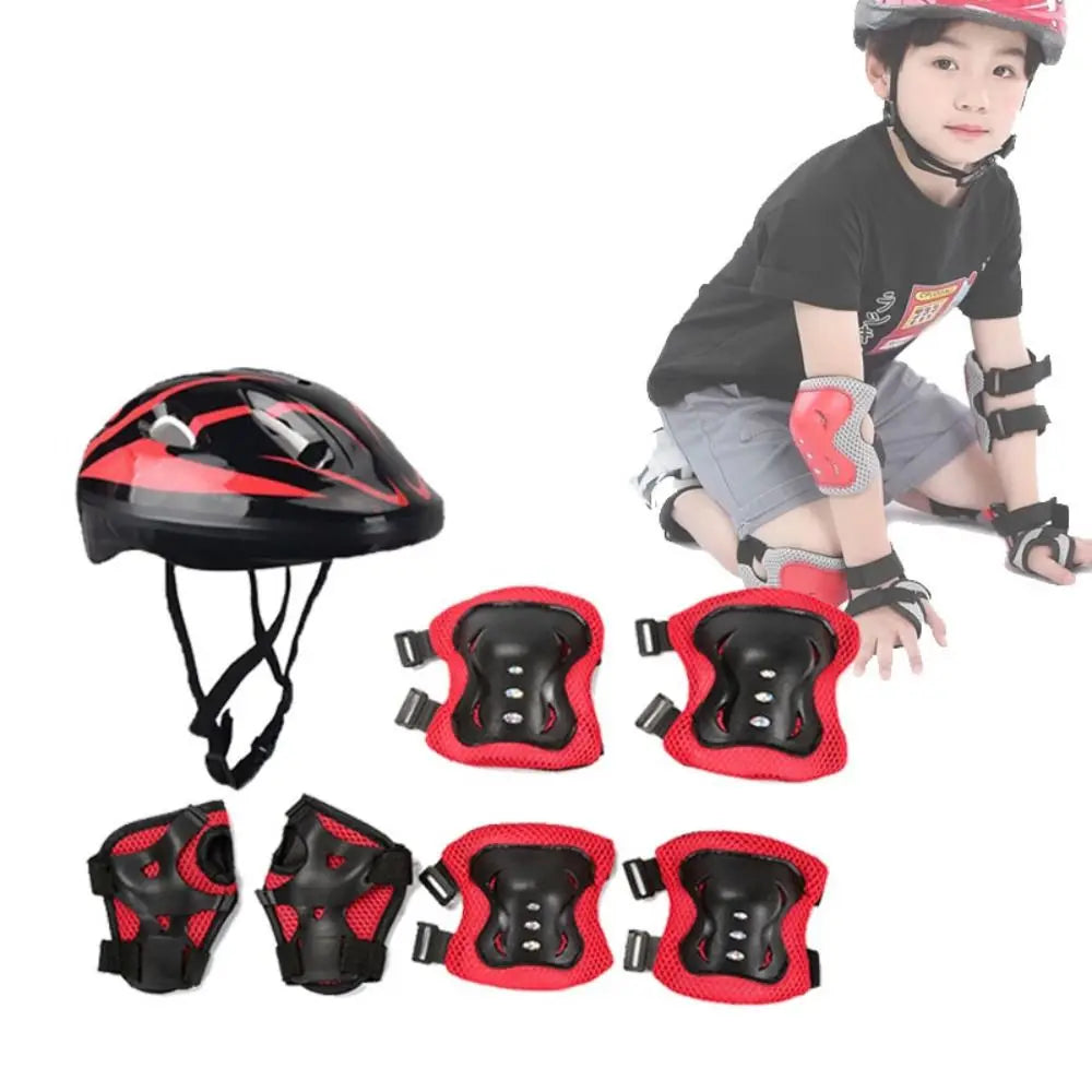 Kids Helmet Knee Elbow Pads Wrist Guard Sport Protective Gear Scooter Skateboard Skate Cycling Safety Set Boy Girl 4-12 Years