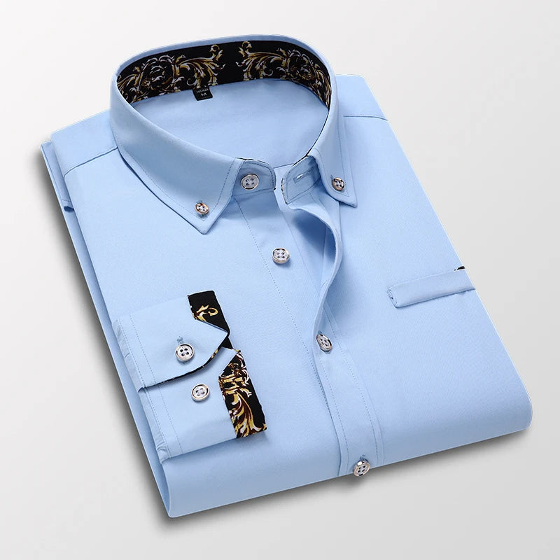 Men's Clothing Arrival Men Shirt, Fashion Causal Long Sleeved Male Dress Social Business Cotton Shirt Soft Weeding White Shirts