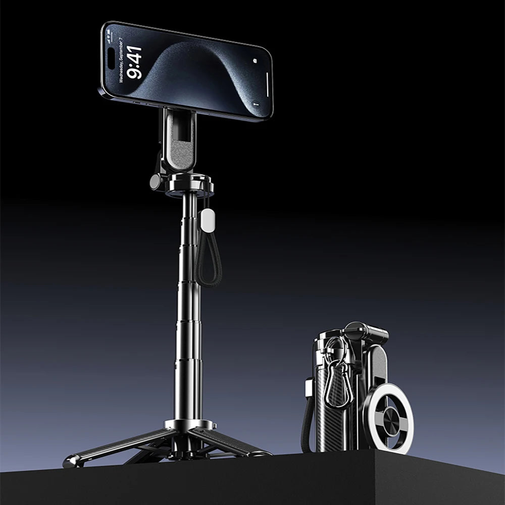 4in1 360° Magnetic Rotating Selfie Stick Tripod Stand with Bluetooth Remote For Magsafe Telescoping Phone Mount