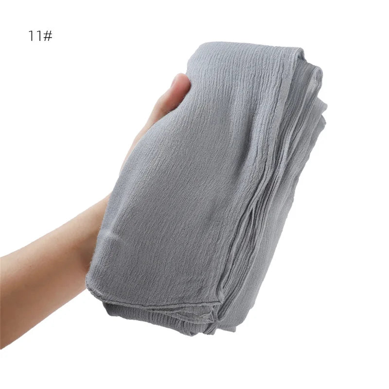 Pañuelo Hiyab de Algodón y Rayón de Color Liso para Mujer, Pañuelo Grande Musulmán, Chales, Diadema Musulmana para Mujer, Turbante Islámico, Pañuelo Bandana