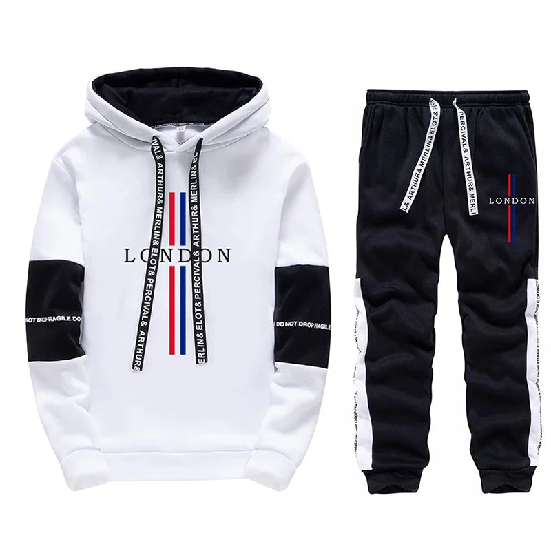 Men's Hooded Sweatshirts Sweatpants London Fashion Hoodie Streetwear Male All Seasond Daily Casual Sport Streetwear Tracksuit