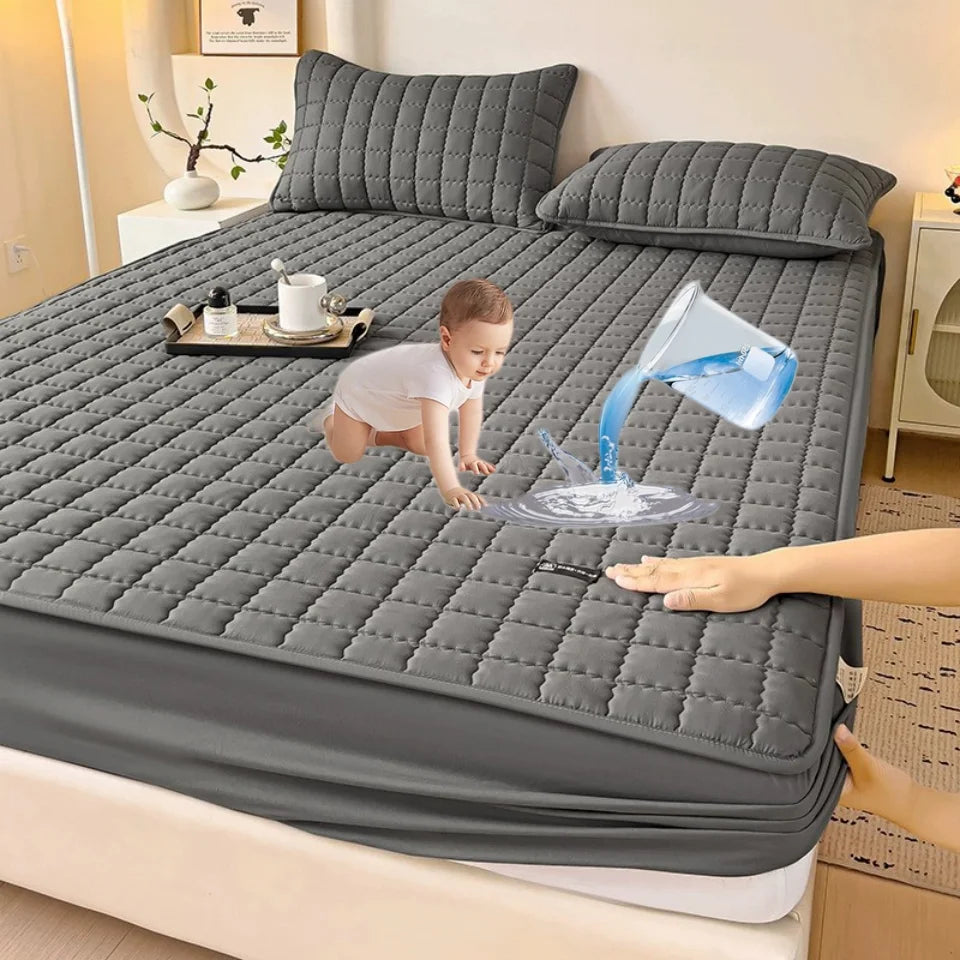 Waterproof Thickened Mattress Pad Protector Adjustable Durable Fitted Sheet Bed Covers Anti-mite Non-slip Bedspreads 150/160x200
