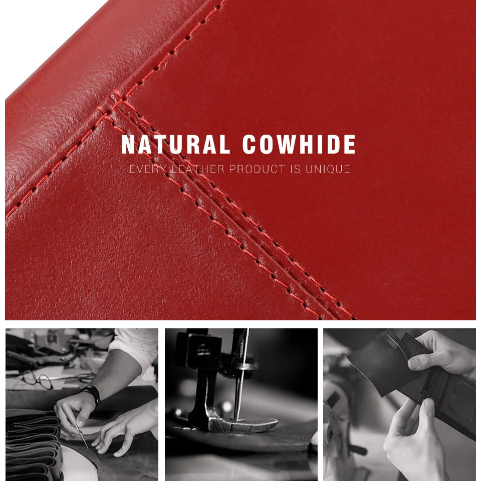 Portefeuille de luxe pour femme, en cuir véritable, avec emplacements pour cartes RFID, porte-monnaie multifonction