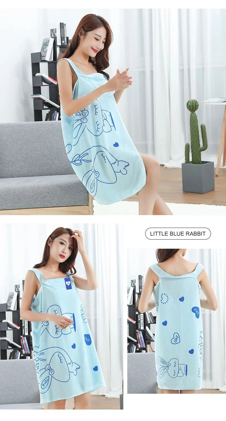 Toalla de baño portátil Love Rabbit, engrosada, para adultos, para mujer, falda de baño para secar el pecho, falda de vapor absorbente de sudor, sauna
