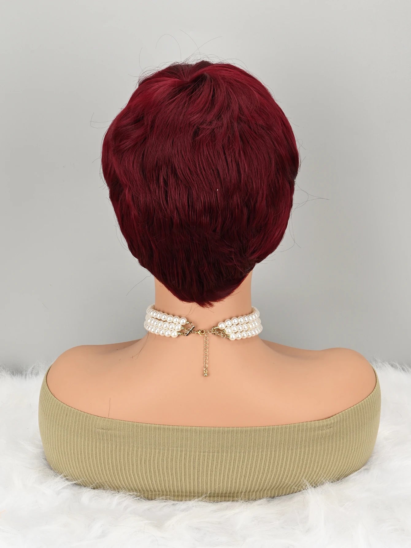 Pelucas Pixie cortas para corte pixie, peluca sintética de cabello humano, pelucas pixie cortas color borgoña, peluca sin pegamento estilo corte de chico, peluca roja para mujer