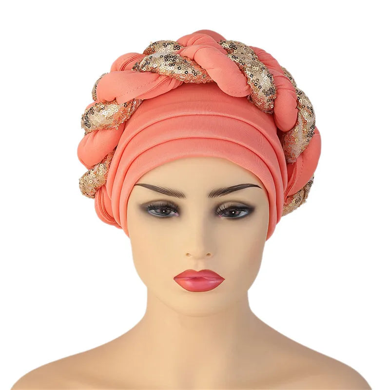 Sequin Braid African Turban