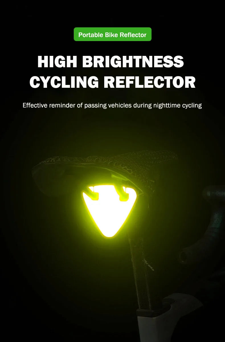 Lys sykkelreflektor bærbar landeveissykkelreflektor ultralett terrengsykkel TPU reflekterende trekantsykkeltilbehør