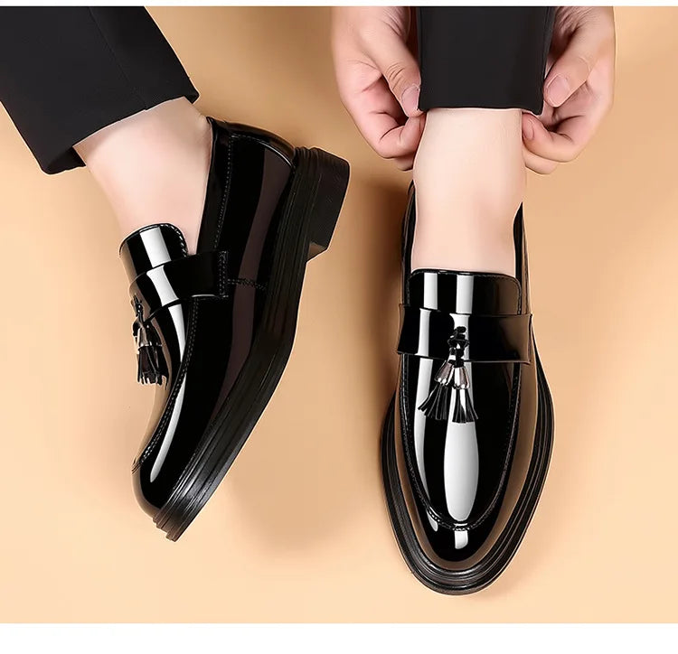 Zapatos de cuero para hombre, otoño, negocios, formal, tallas grandes, zapatos de vestir para hombre, zapatos casuales de suela blanda, zapatos negros para novio de boda para hombre