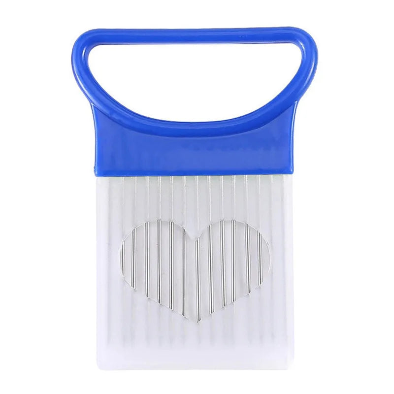 Rebana cebollas sin esfuerzo con este rebanador de cebollas de 1 pieza de colores, soporte de acero inoxidable para patatas fritas y cebollas para cortar asistido.