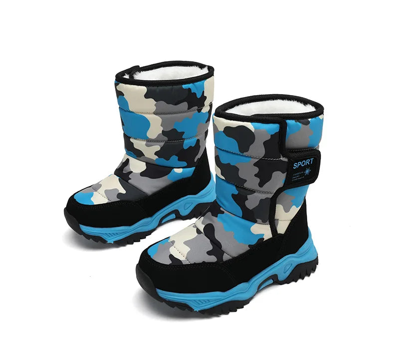 Winter Children Shoes Plush Waterproof Fabric Non-Slip Girl Shoes Rubber Sole Snow Boots Fashion Warm Outdoor Boots