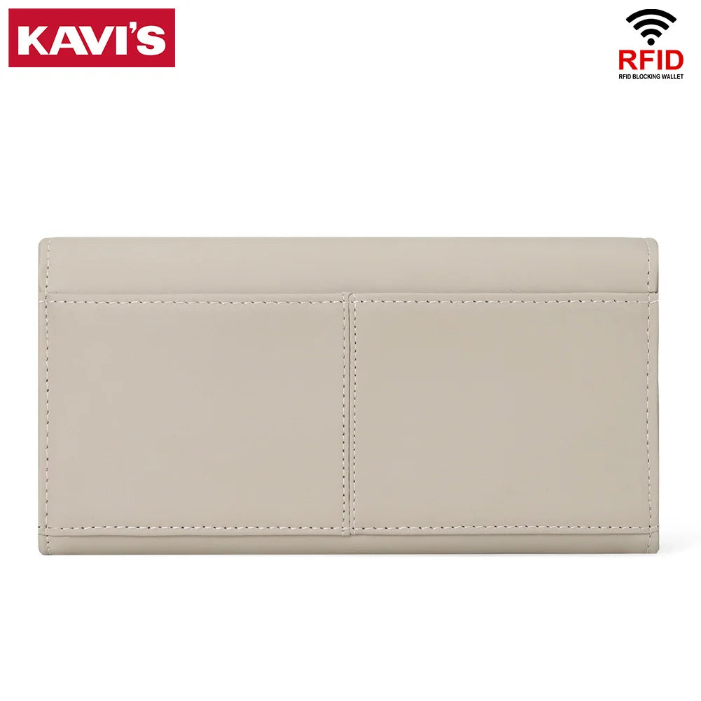 Luxury Design Wallet for Women Genuine Leather Female Cell Phone Handbag with RFID Card Slots Multifunction Ladies Coin Purse