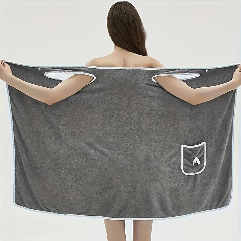 Serviette de bain pour femme, serviette de bain portable, absorbante, en polyester, pour cheveux secs, style long, peignoir lavable