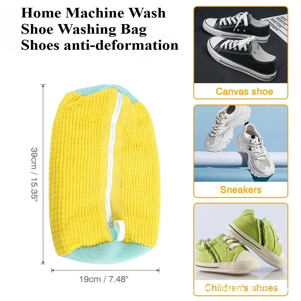 Bolsa de lavado de zapatos de 2/1 unidad, bolsas de lavadora con cremallera para lavar la ropa, bolsas de limpieza de zapatos, fibras esponjosas para lavar zapatillas