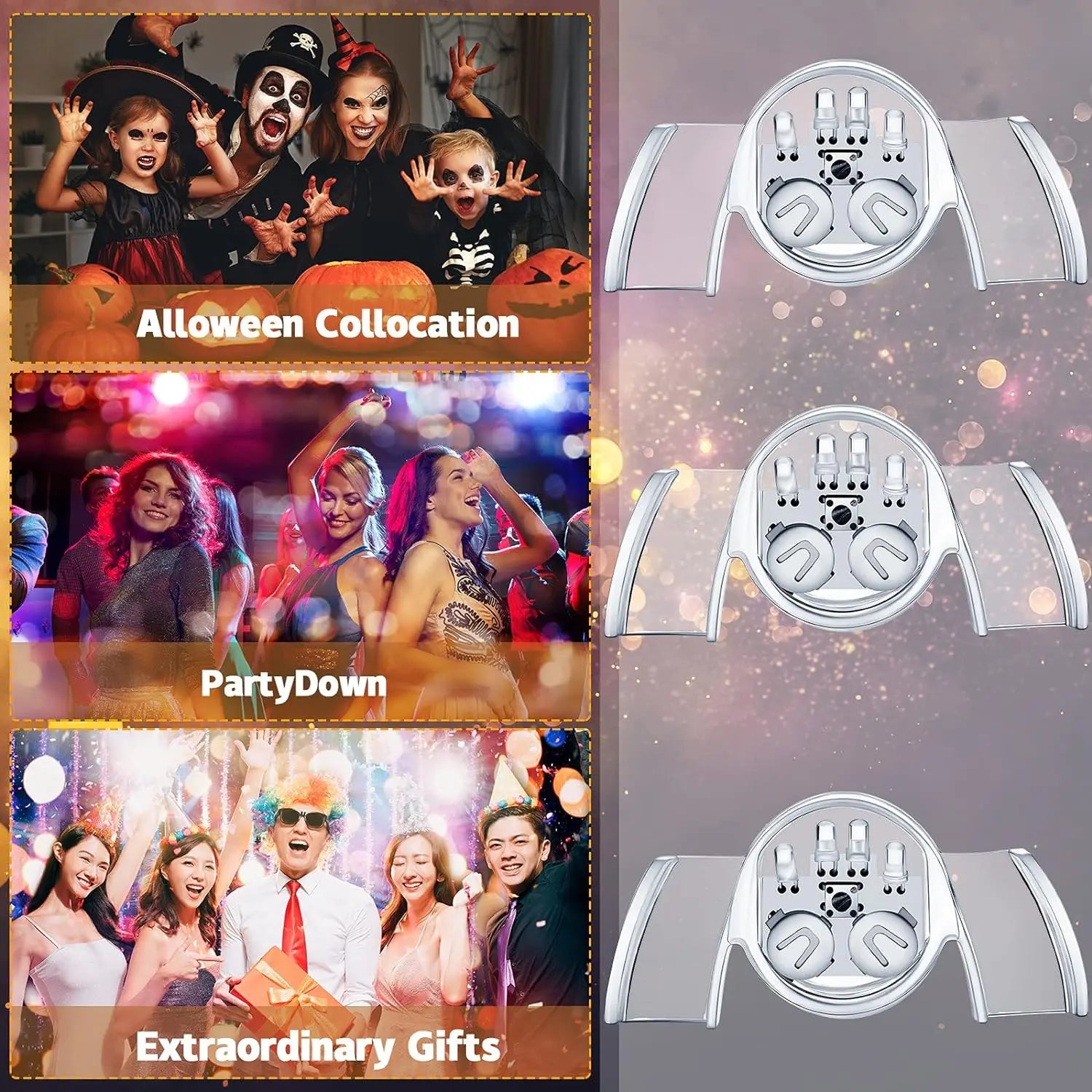 1 ud. Protector bucal LED con luces intermitentes, dientes que se iluminan, parrilla dental LED intermitente, boquilla, fiesta de Halloween, fiesta rave luminosa