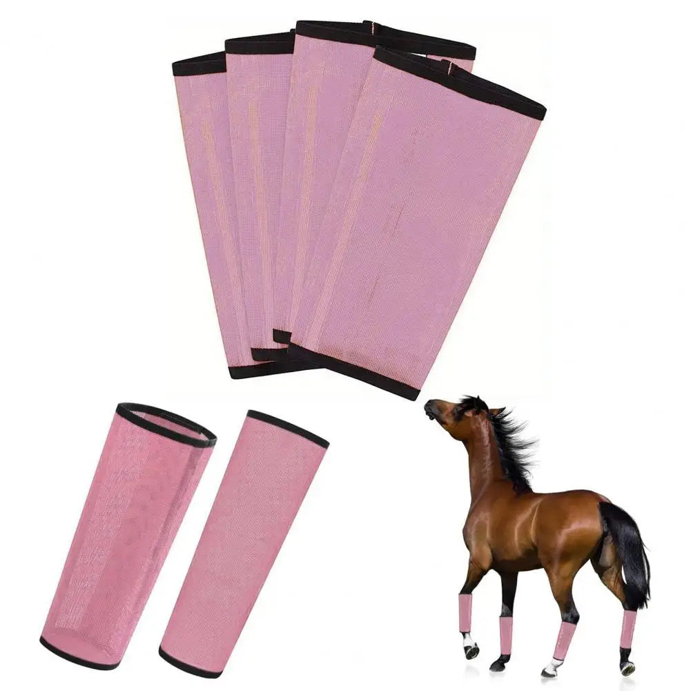 4 Pcs Horse Fly Boots Breathable Mesh Horse Leggings Equine Supplies for Reducing Stomping Hoof Damage Leg Fatigue