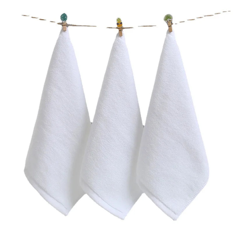 10 unidades/lote Toallas pequeñas blancas para manos y cara, para cocina, hotel, restaurante, jardín de infancia, toalla de algodón para salón de belleza