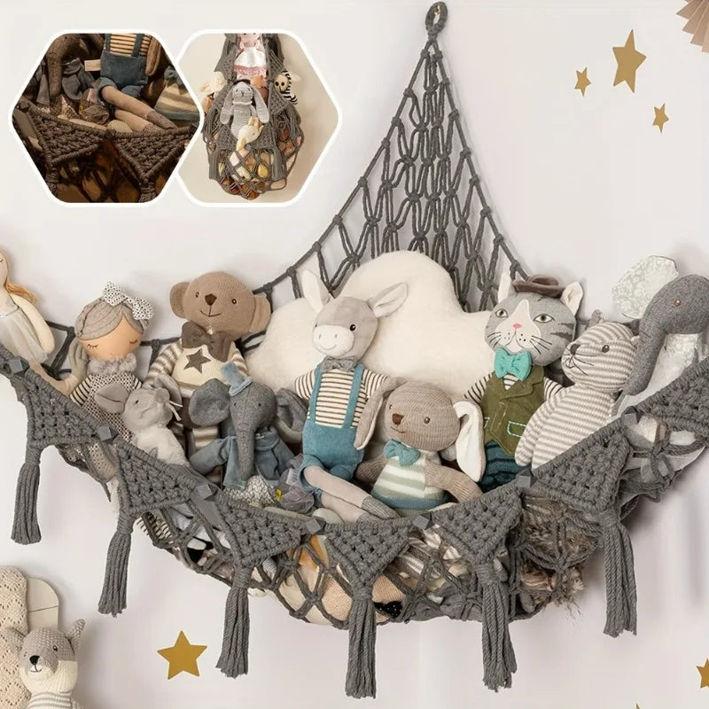 Hamac de rangement pour jouets en peluche - Décorations pour poupées et animaux - Filet de rangement mignon pour peluches à suspendre pour chambre à coucher