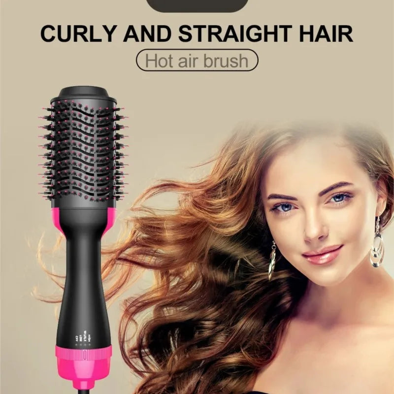 Hot Air Brush Multi-Function Hair Dryer Straightener Curler Comb One Step Professional Salon Hair Styler and Volumizer Ion Blow