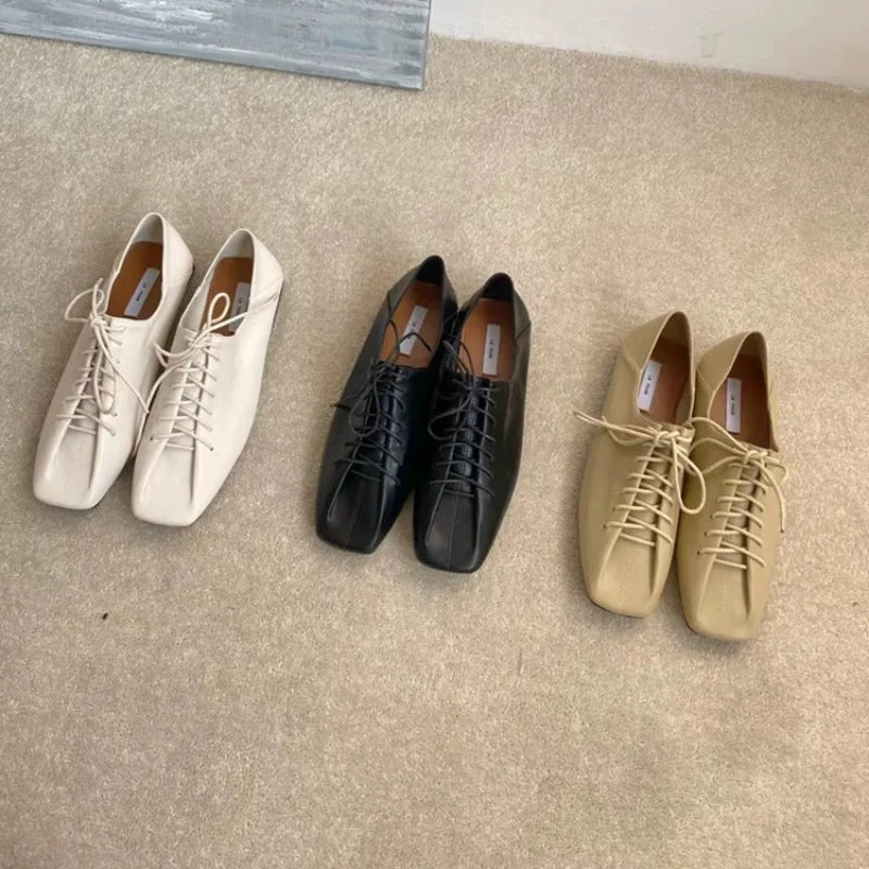 Damesneakers Sommersko Damesko Nye Fritidssko Roser PU Snøring Lav Gummi Grunnleggende Kryssbånd Fritid Vår Firkantet