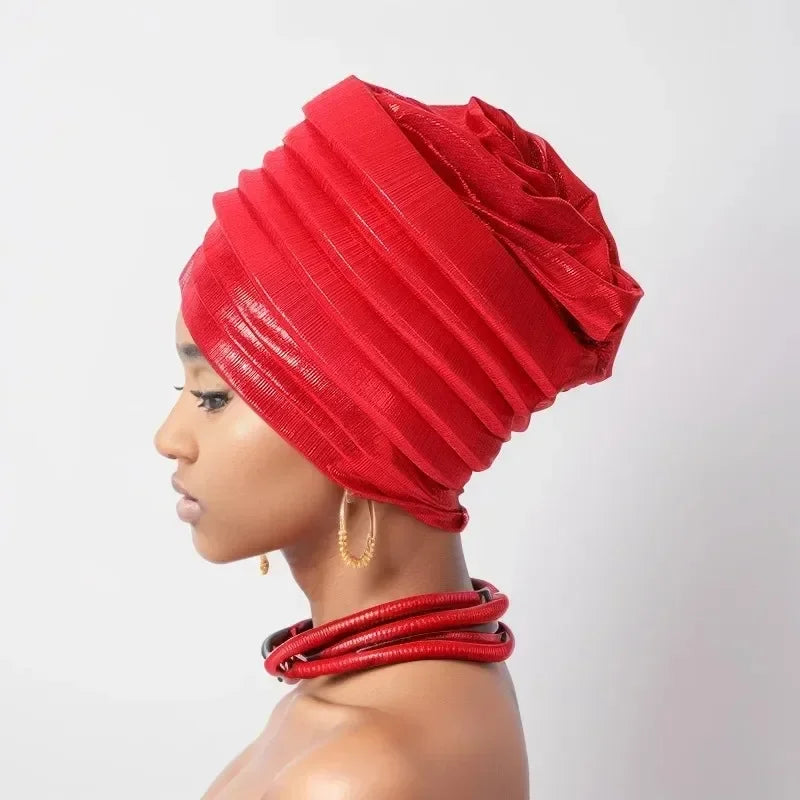 African Women's Turban Cap Nigeria Female Head Wraps Already Made Auto Gele Headtie Muslim Headwear Party Headpiece