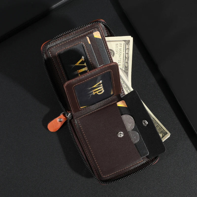 Fashionable Men's Leather Wallet with US Dollar Design - Spacious & Stylish with Photo Card Holder for Everyday Use