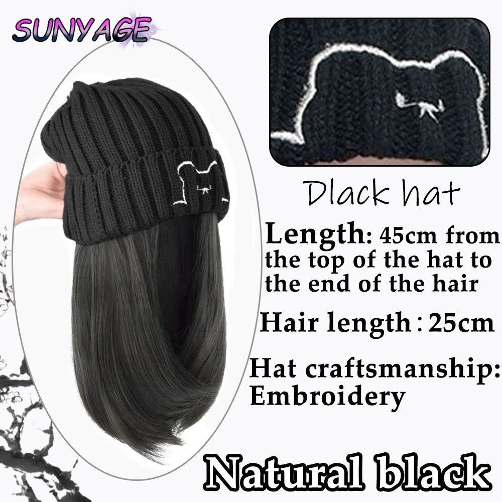 Gorro con peluca y extensión de cabello