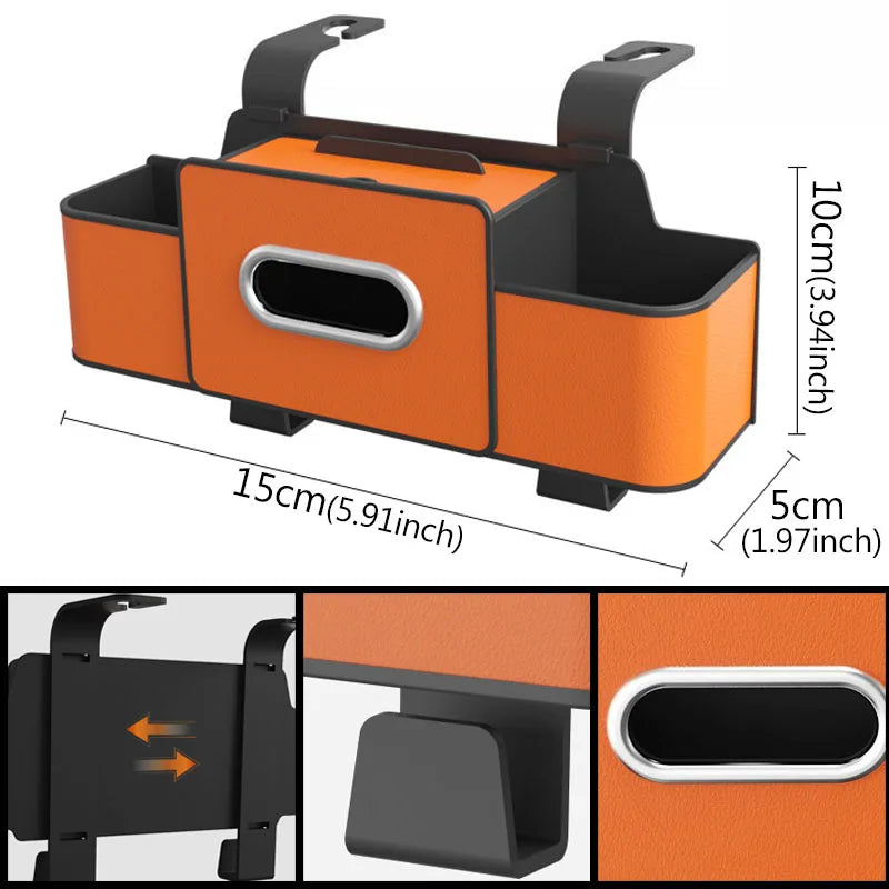 Organizador Multifuncional para Coche, Soporte Trasero con Drenaje, Caja de Almacenamiento Colgante para Coche, Bolsa para Guardar Ordenado con Soporte para Teléfono, Pañuelos y Vasos