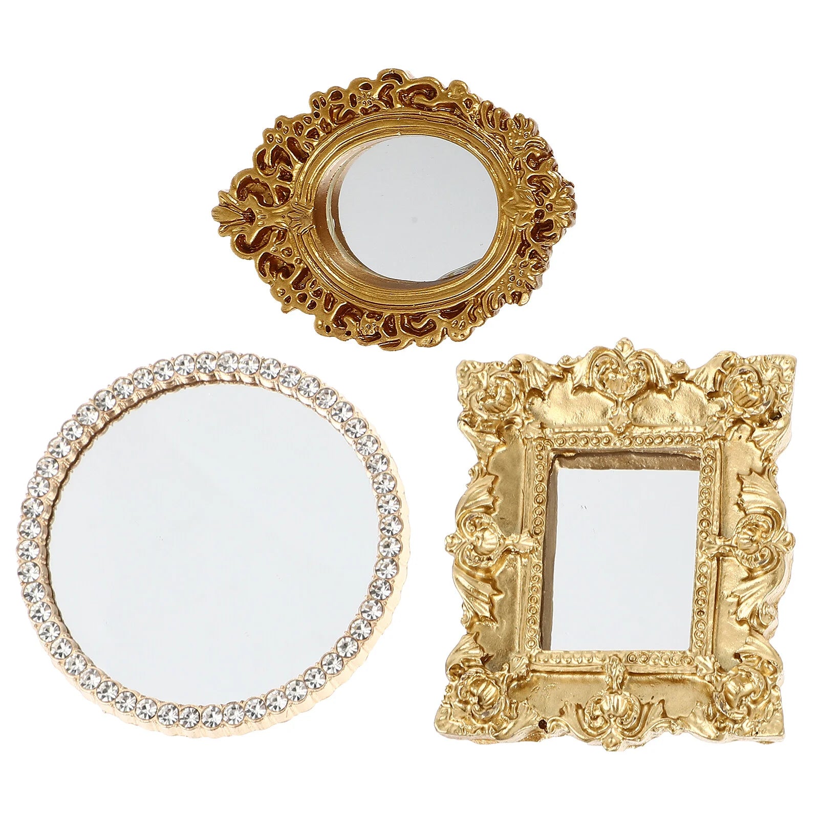3 Pcs Mirror Prop House Decor Garden Ornaments Home Goods Pretend Resin DIY Accessory Micro Scene Toys Kids