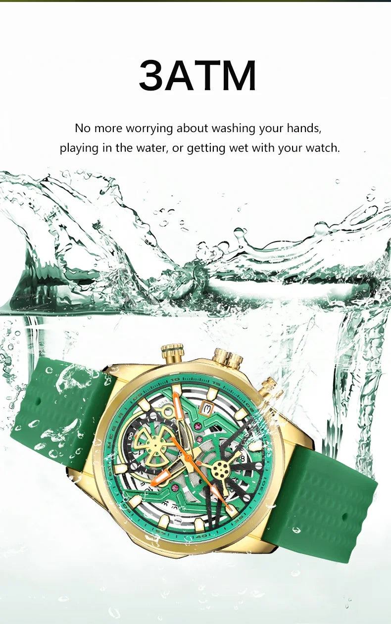 Relojes cronógrafo deportivos para hombre, marca de lujo superior, MEGIR, cuarzo, impermeable, a la moda, reloj de pulsera para hombre con fecha automática y manecillas luminosas