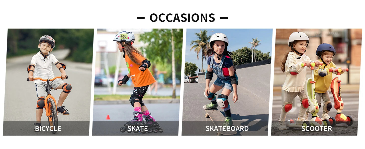 WOSAWE Ensemble de protections pour enfants, quatre genouillères, coudières, protège-coudes, pour enfants, jeunes, VTT, moto, motocross