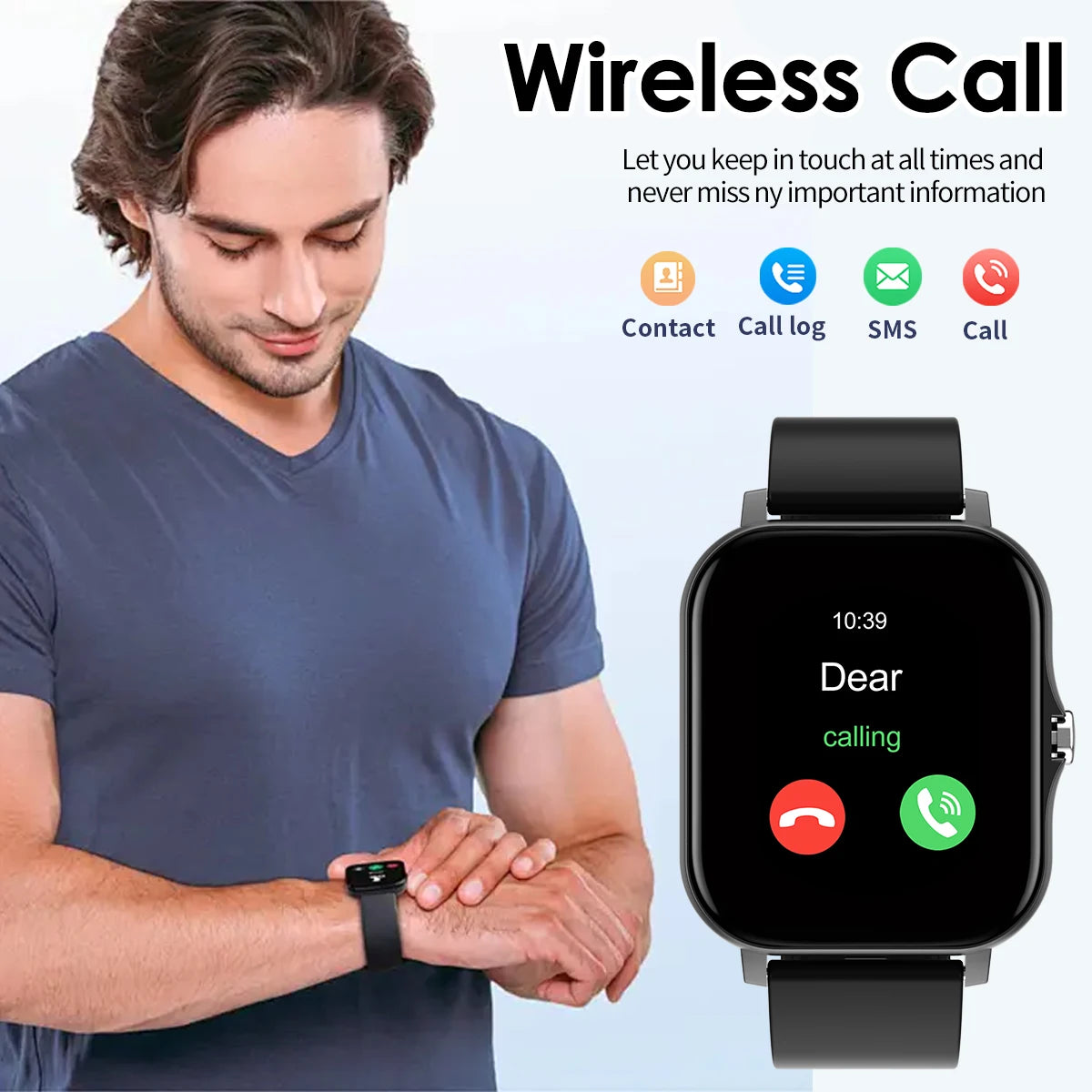 Reloj inteligente con llamada Bluetooth, smartwatch con dial táctil para Android, música, rastreador de actividad física, relojes deportivos