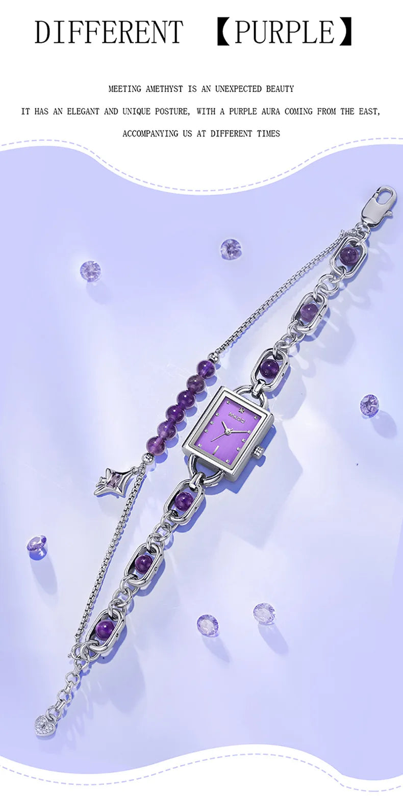 Reloj de mujer de lujo ligero con cristales exquisitos y pulsera de esmeraldas medievales, relojes de cuarzo de moda para mujer y accesorios