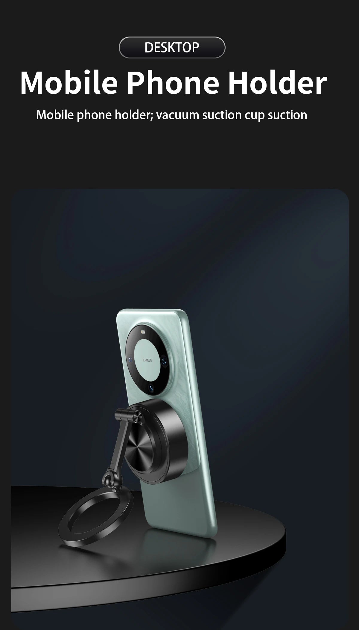 Support de téléphone de voiture double face, support d'adsorption magnétique sous vide avec chargeur sans fil, support de téléphone de voiture rotatif à 360 degrés