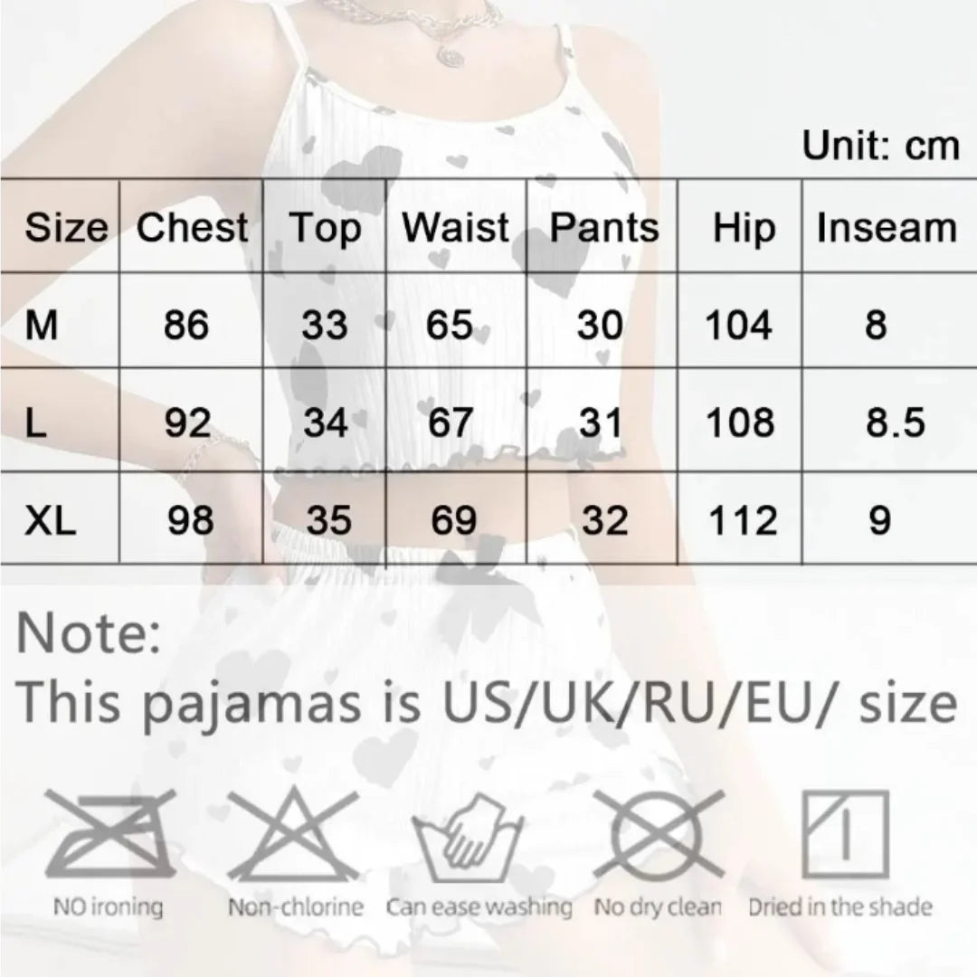 Women pajamas plus size pajamas set 2 piece short vest + trouser white breathable soft casual love print