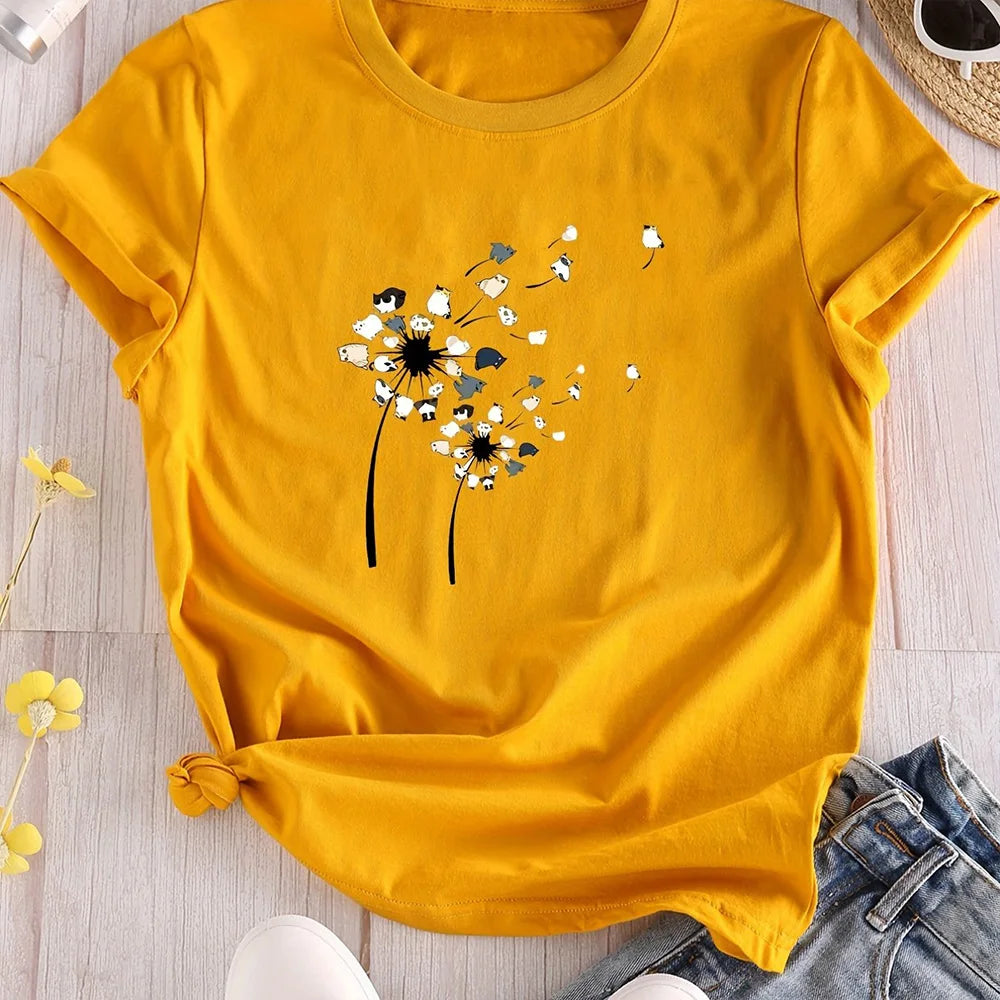 Camiseta floral con bloques de color – Estilo informal y veraniego